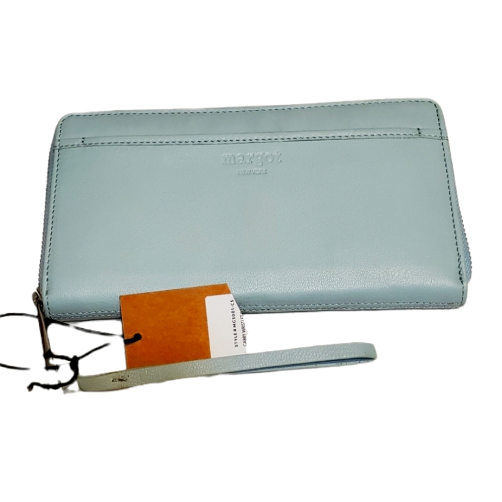 NWT Margot New York baby blue wristlet